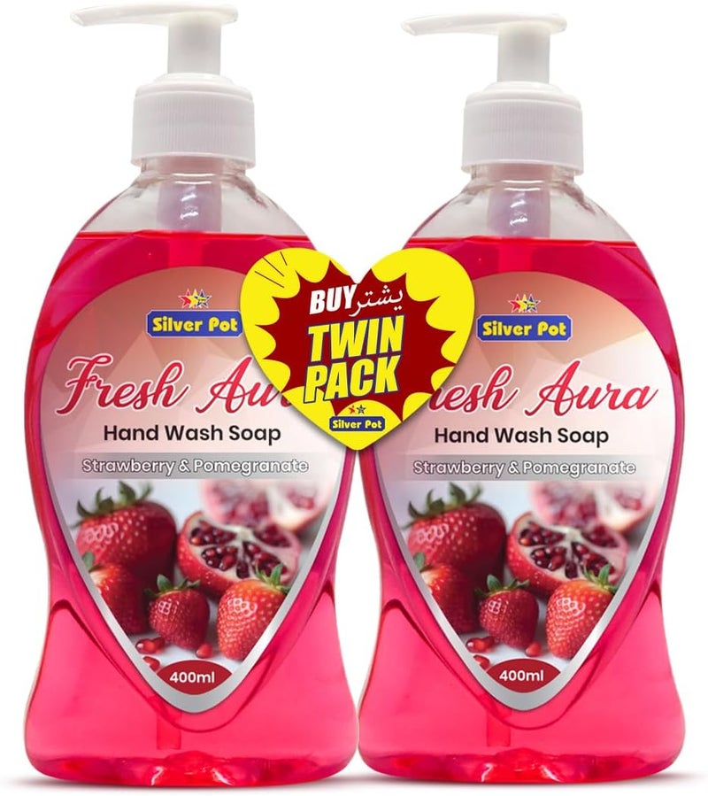 Silver Pot Strawberry & Pomegranate Hand Wash Twin Pack - Image 1