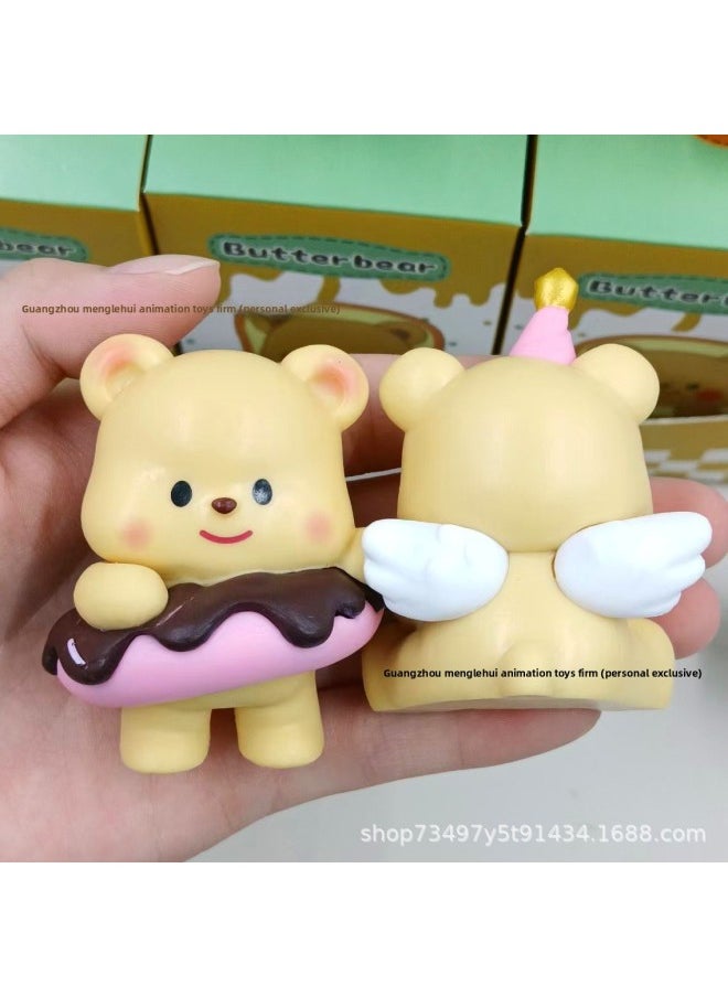 null - Explosions Butter Bear Blind Box Milk Huhu Bear Hand Doll Cute Car Desktop Ornaments Wholesale-Colour:6 Types Of Second-generation Cake Butter Bears (opp Bag + Disassembly And End Box) - Image 1