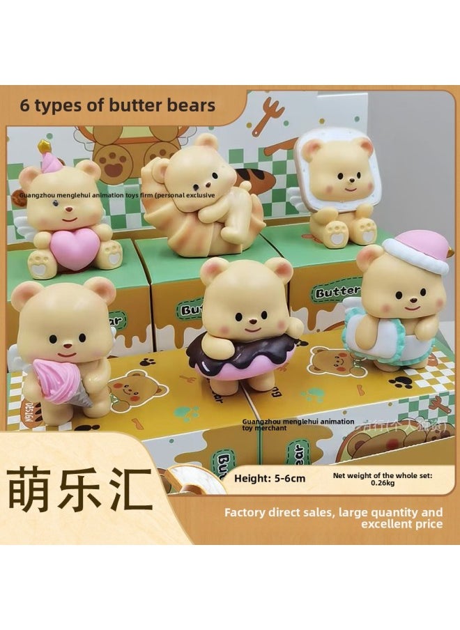 null - Explosions Butter Bear Blind Box Milk Huhu Bear Hand Doll Cute Car Desktop Ornaments Wholesale-Colour:6 Types Of Second-generation Cake Butter Bears (opp Bag + Disassembly And End Box) - Image 1