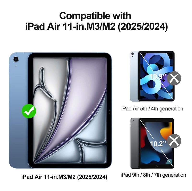 Juvraixo Privacy Screen Protector for iPad Air 11 Inch M3/M2 (7th/6th Generation, 2025/2024) 9H Tempered Glass [Face ID & Apple Pencil Compatible] HD Clear Case Friendly - Image 2