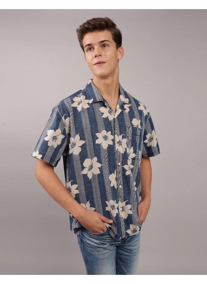 American Eagle Printed Button-Up Poolside Shirt  - Image 1