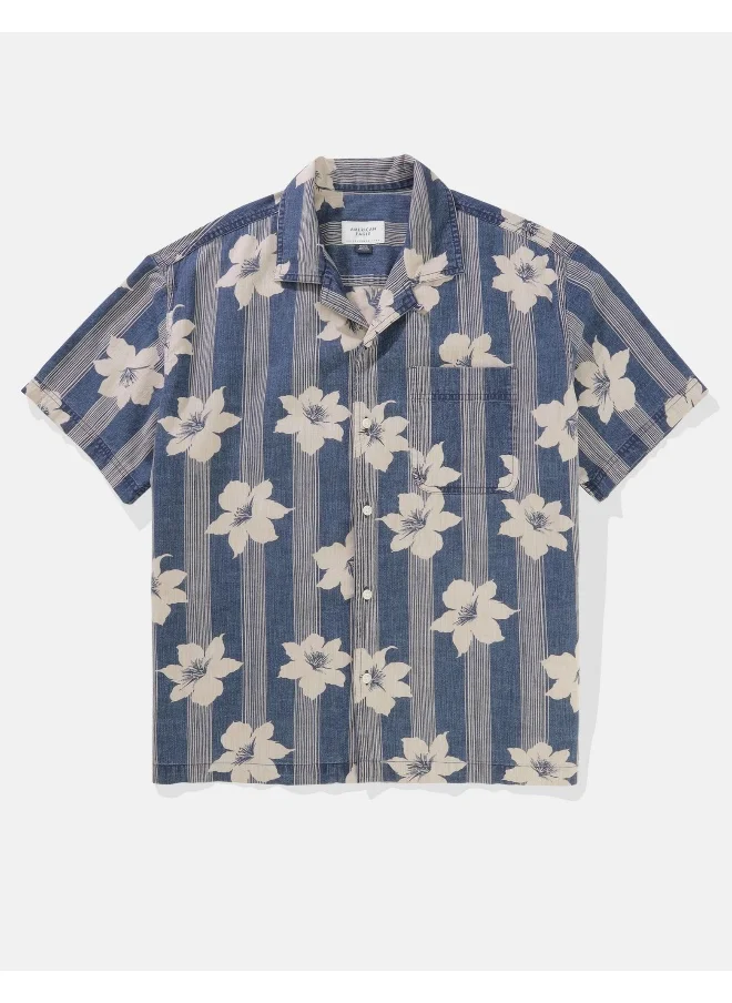 American Eagle Printed Button-Up Poolside Shirt