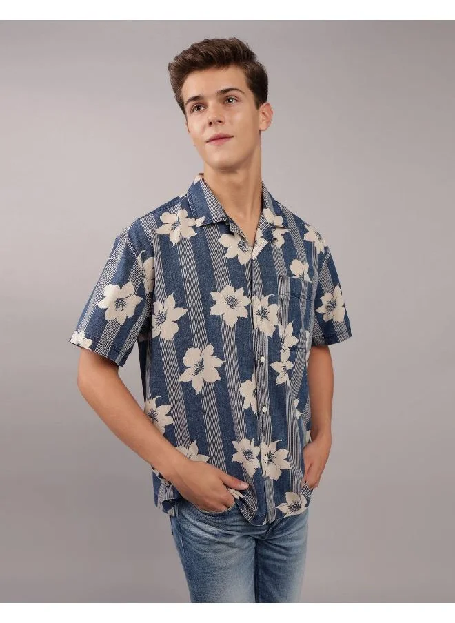 امريكان ايجل Printed Button-Up Poolside Shirt