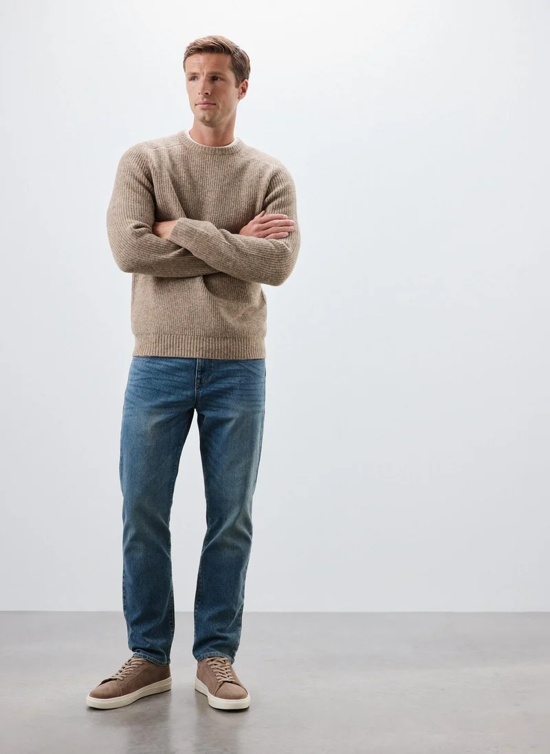 ماتلان Stone Knitted Ribbed Jumper