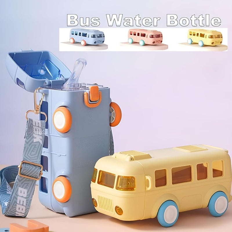 LMN Store LMN STORE Bus Water Bottle Comes with Straw and Strap for Water Coffee Tea and Various Drinks Cool Design Easy to Carry Fits in a Backpack or Gym Bag 500 ML Orange - Image 4