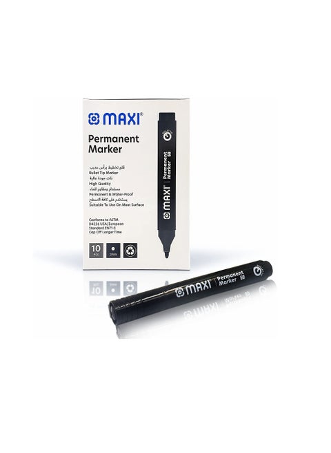 Maxi Permanent marker with round tip 10pc Black