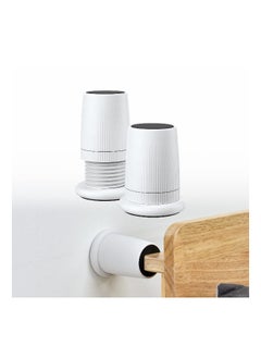 Generic Adjustable Furniture Bed Risers, 2.9-4.9in Furniture Anti-Shake Tools, Self-Adhesive Plastic Anti Slip Round Couch Risers for Bed, Sofa, Desk and Chair Legs, 2 Pcs (White)  - Image 1