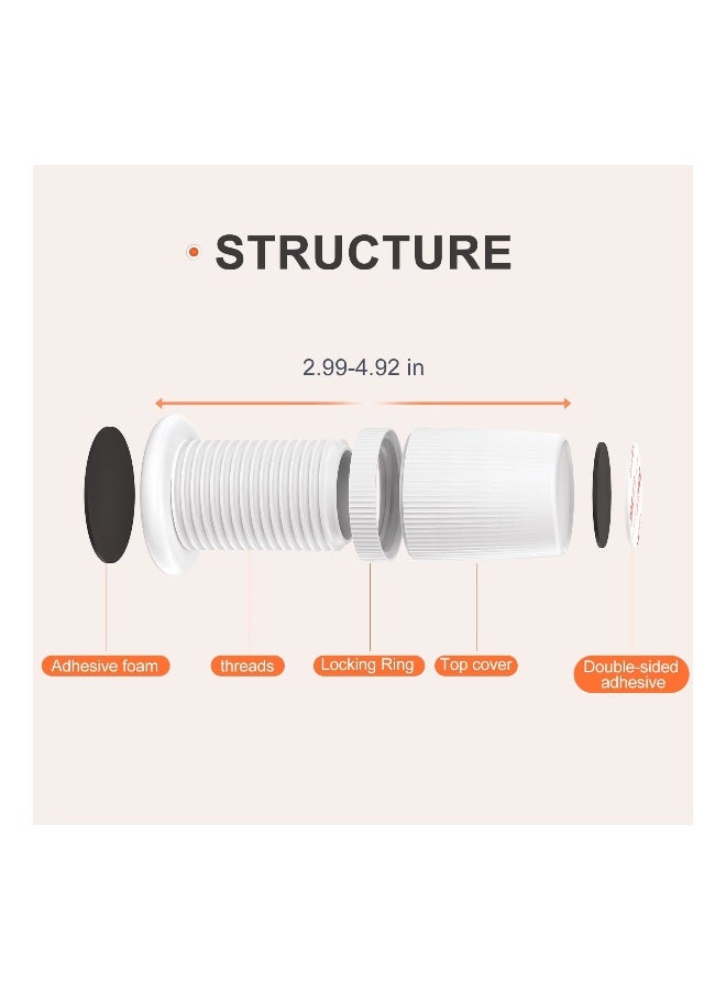 Adjustable Furniture Bed Risers, 2.9-4.9in Furniture Anti-Shake Tools, Self-Adhesive Plastic Anti Slip Round Couch Risers for Bed, Sofa, Desk and Chair Legs, 2 Pcs (White) - Image 5
