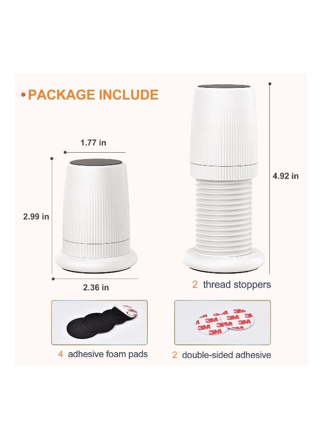 Adjustable Furniture Bed Risers, 2.9-4.9in Furniture Anti-Shake Tools, Self-Adhesive Plastic Anti Slip Round Couch Risers for Bed, Sofa, Desk and Chair Legs, 2 Pcs (White) - Image 3
