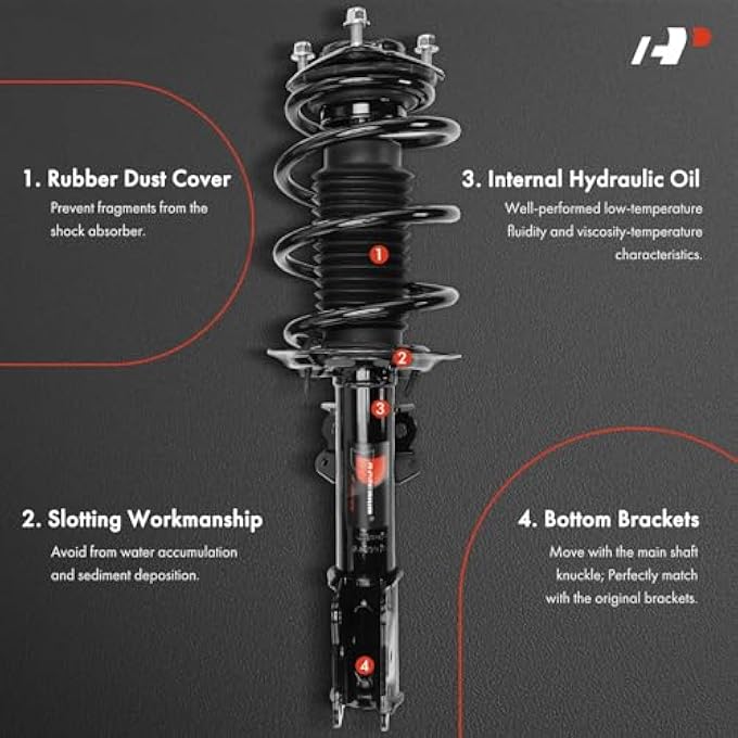 أ-بريميوم زوج أمامي كامل من 2 مجموعة دعامة ونابض لولبي متوافق مع فورد موستانج 2015-2023 جانب السائق والراكب - Image 4