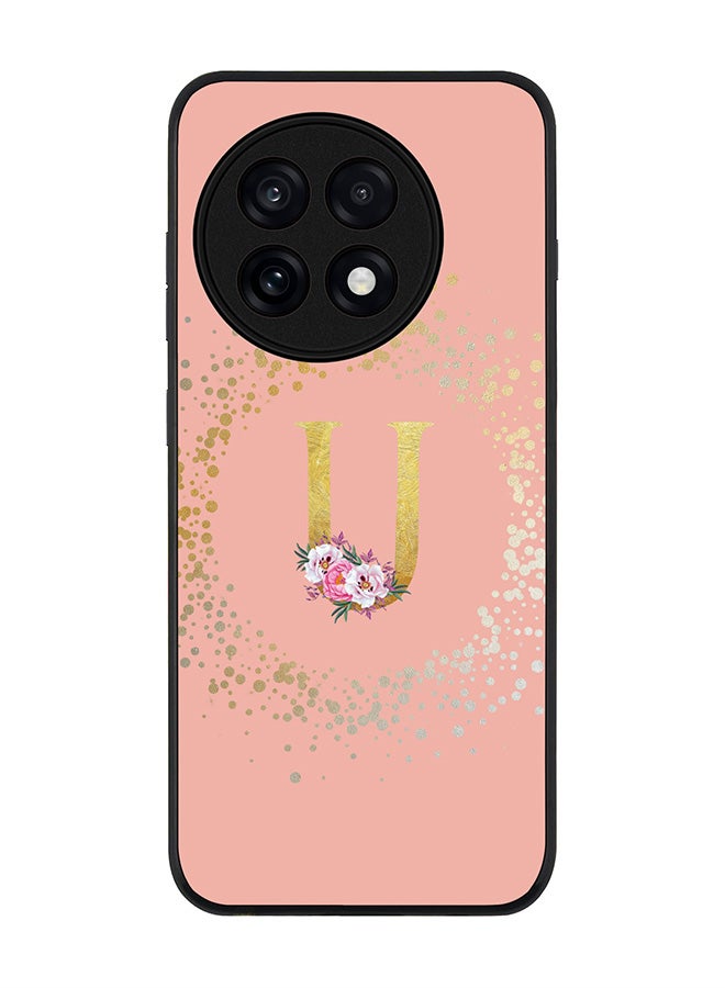 Stylizedd For OnePlus 13R / Ace 5 Pro Case,Slim fit Camera Protection, Shockproof Thin Phone cover  - Custom Monogram Floral - U  (Rose Pink )