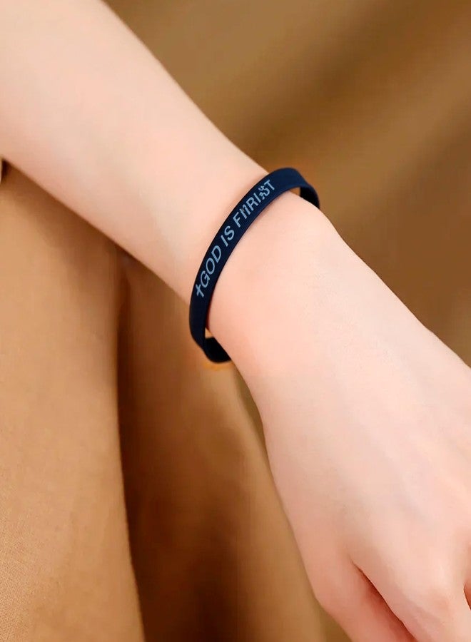 Bmpzery 4 Pcs God Is First Im Second Bracelet,Christian Silicone Cross Bracelet for Men and Women,Christian Rubber Bracelets with Bible Verses,for Men and Women Birthday Christmas Gifts Bracelets - Image 3