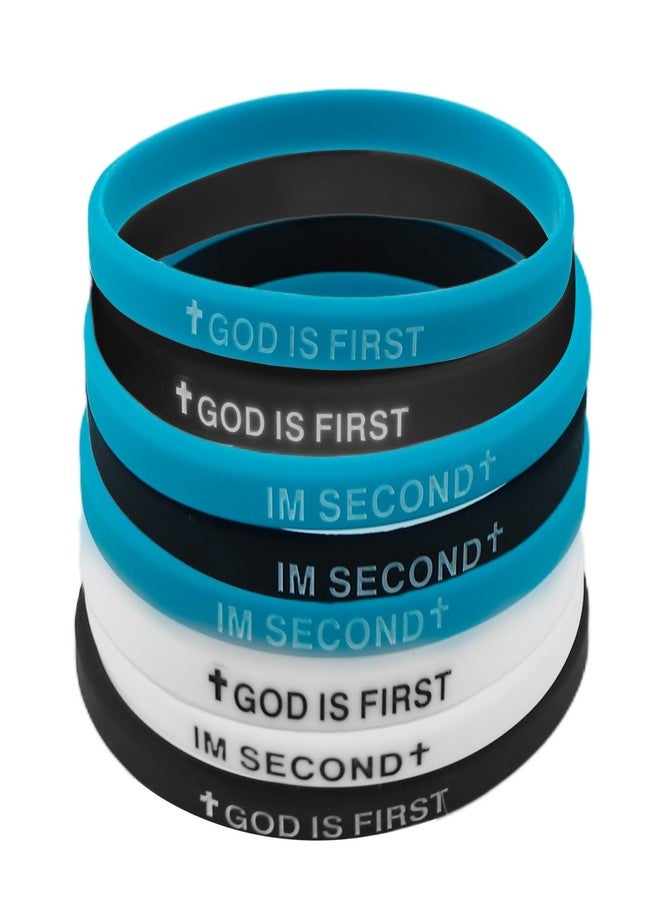 Bmpzery 4 Pcs God Is First Im Second Bracelet,Christian Silicone Cross Bracelet for Men and Women,Christian Rubber Bracelets with Bible Verses,for Men and Women Birthday Christmas Gifts Bracelets - Image 1