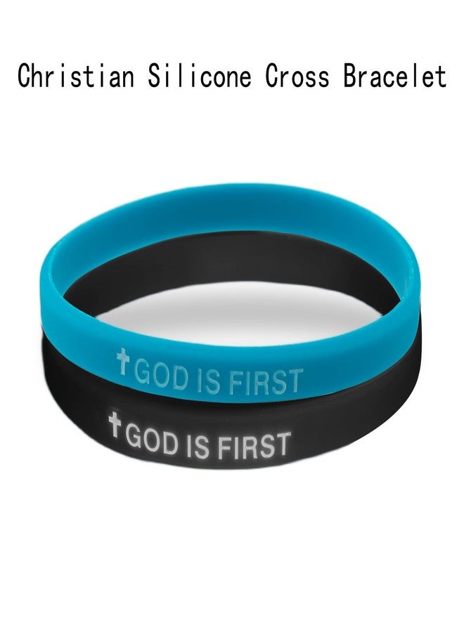 Bmpzery 4 Pcs God Is First Im Second Bracelet,Christian Silicone Cross Bracelet for Men and Women,Christian Rubber Bracelets with Bible Verses,for Men and Women Birthday Christmas Gifts Bracelets - Image 5