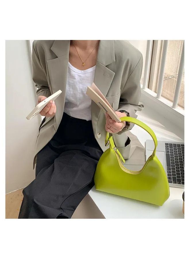 Women's Solid Color Shoulder Bag, Zipper Closure Large Capacity Waterproof Travel Hotel Office Work Handbag, Green - Image 4