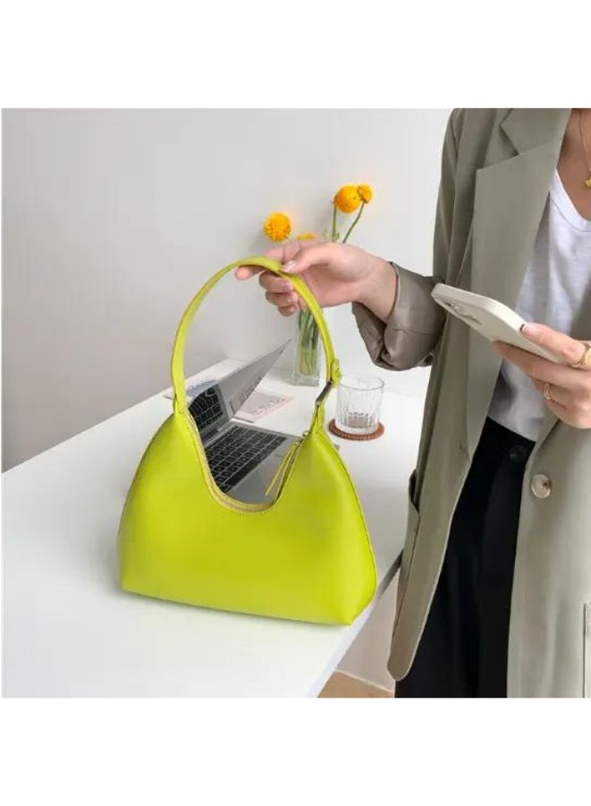 Women's Solid Color Shoulder Bag, Zipper Closure Large Capacity Waterproof Travel Hotel Office Work Handbag, Green - Image 2