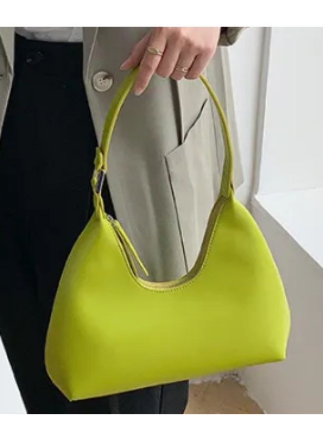 Women's Solid Color Shoulder Bag, Zipper Closure Large Capacity Waterproof Travel Hotel Office Work Handbag, Green - Image 3
