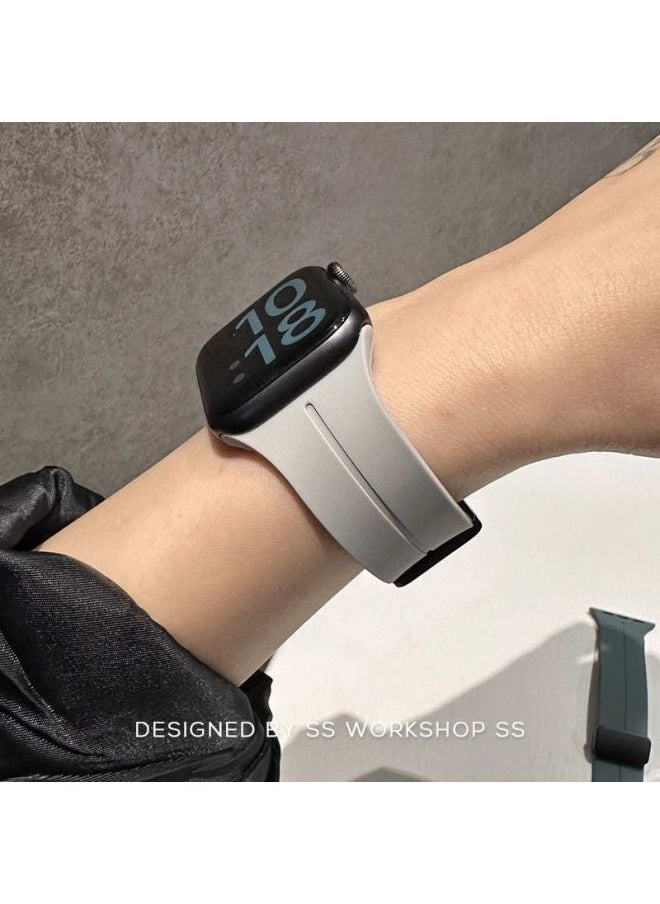 Generic Suitable For Apple Apple IwatchS9Ultra8 Generation 7654321 Watch With Silicone Magnetic Folding Buckle-Color:[burgundy] Silicone Magnetic Buckle Strap-universal For Iwatch 123 Generations [42mm]  - Image 5