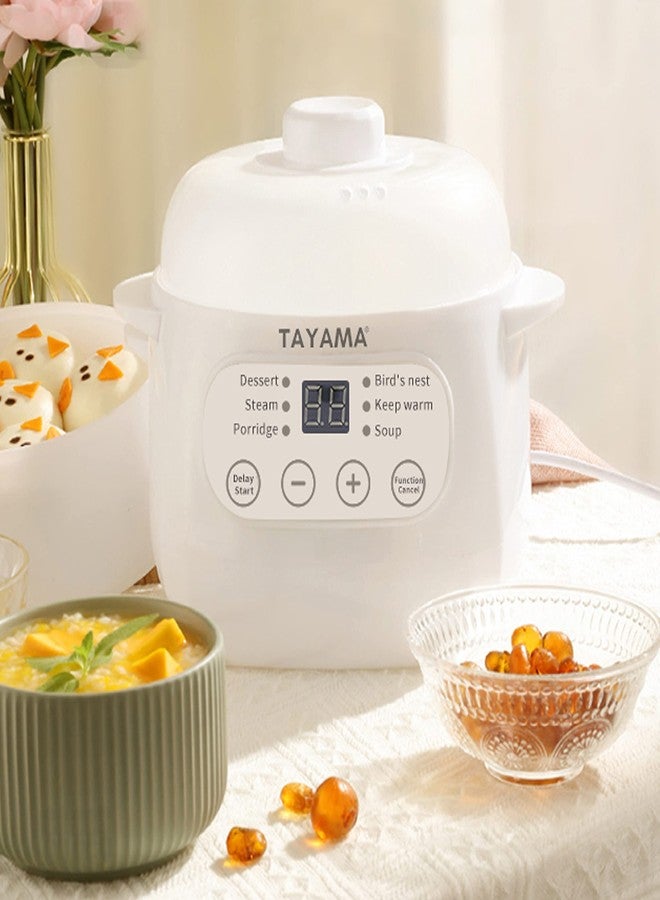 TAYAMA 1 Qt. White Mini Ceramic Stew Cooker with Pre-Settings and Built-In Timer - Image 5