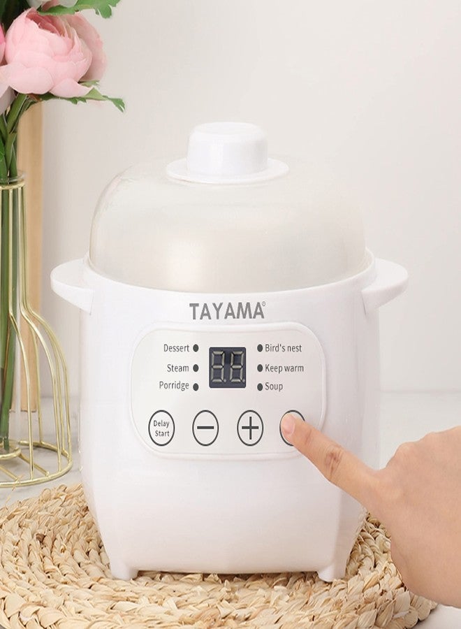 TAYAMA 1 Qt. White Mini Ceramic Stew Cooker with Pre-Settings and Built-In Timer - Image 4