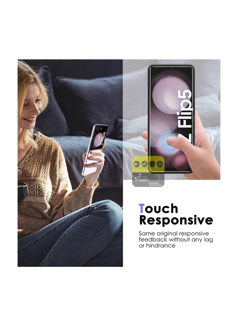 Wtech - Samsung Galaxy Z Flip5 5G 2023 Front And Back Screen Protector Transparent Film - Clear - Image 1