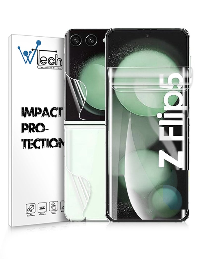 Wtech - Samsung Galaxy Z Flip5 5G 2023 Front And Back Screen Protector Transparent Film - Clear - Image 1