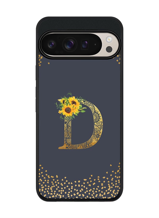 Stylizedd For Google Pixel 9 Pro XL Case,Slim fit Camera Protection, Shockproof Thin Phone cover - Custom Floral Monogram - D (Grey ) - Image 1