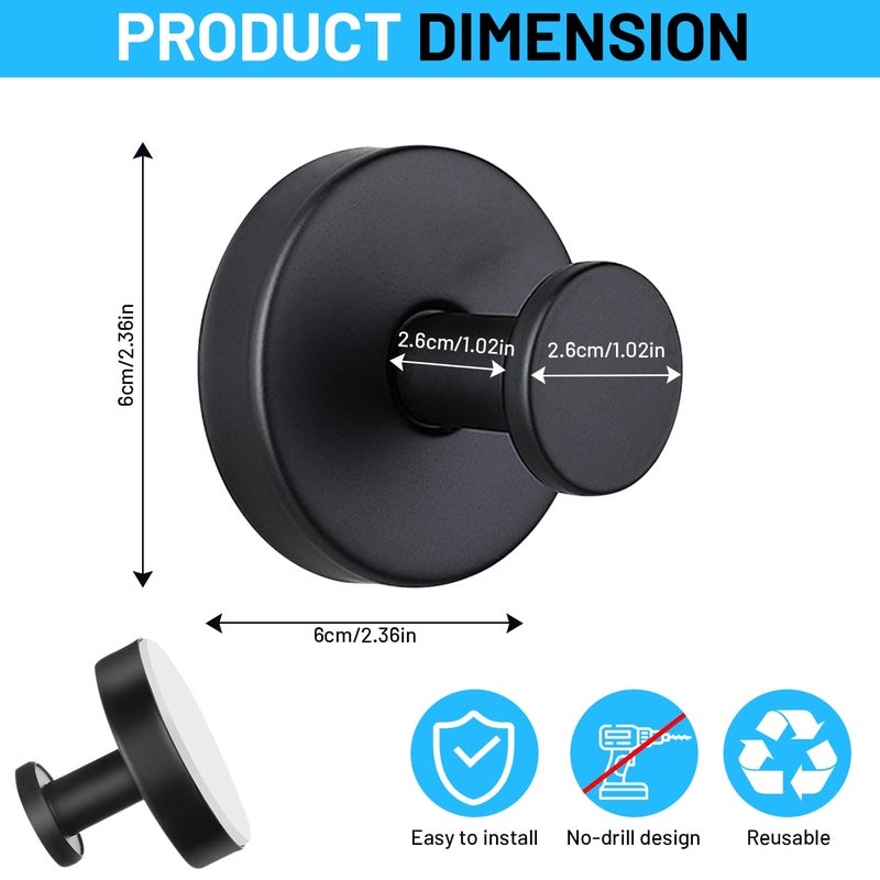 AMAZOPEN 2 PCS Suction Cup Hooks for Shower, 15 lbs (max) Removable Towel Hooks for Bathroom Window Glass Door Wall, Versatile Black Shower Hook, Bath Robe Looafh Hook for Hanging - Black - Image 2