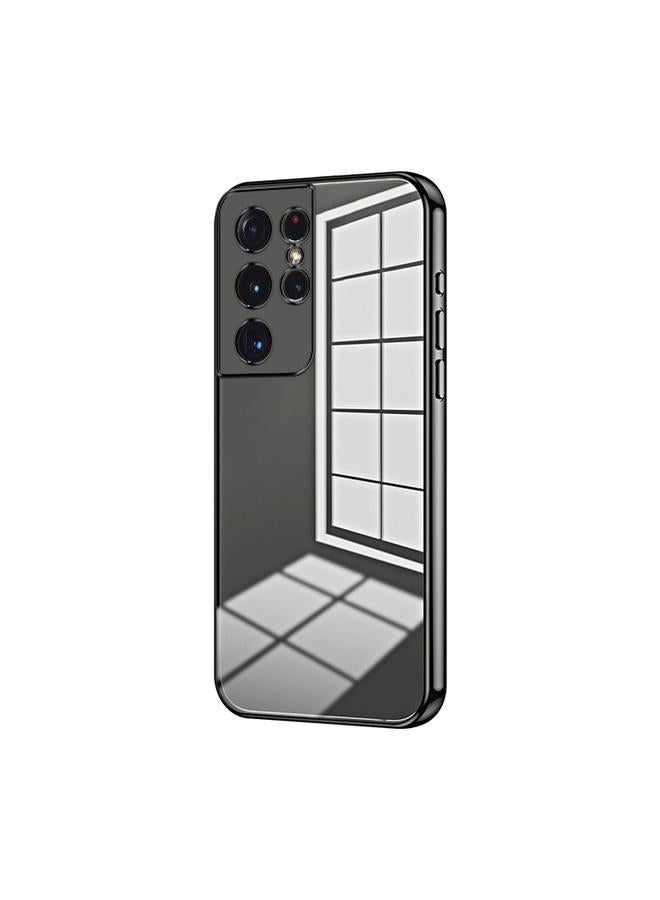 اس-توب جراب لهاتف Samsung Galaxy S21 Ultra 5G، جراب هاتف شفاف مطلي بفتحة دقيقة - Image 1