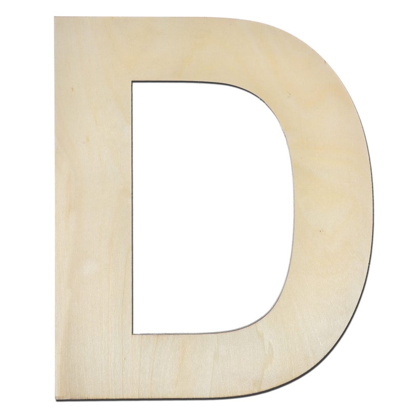 DOMG 12 Inch Wooden Letter D 14 Inch Thick Large Unfinished Wood Letter for Home Wall Decor DIY Crafts 