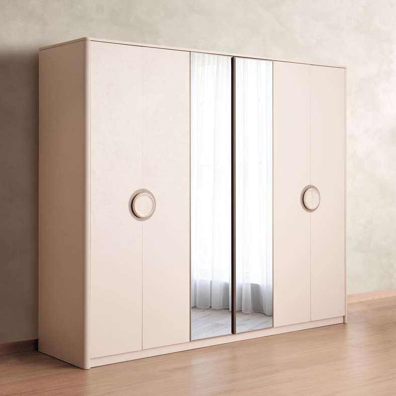 Pan Home DREW 6 DOOR WARDROBE - CREAM - Image 1