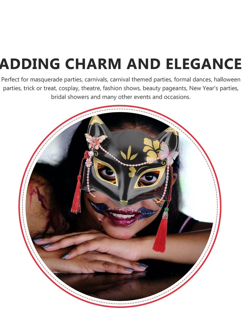 سيوسي Fox Mask, Cosplay Mask Japanese Anime Kabuki Half Face Cat Masks Masquerade Party - Image 5