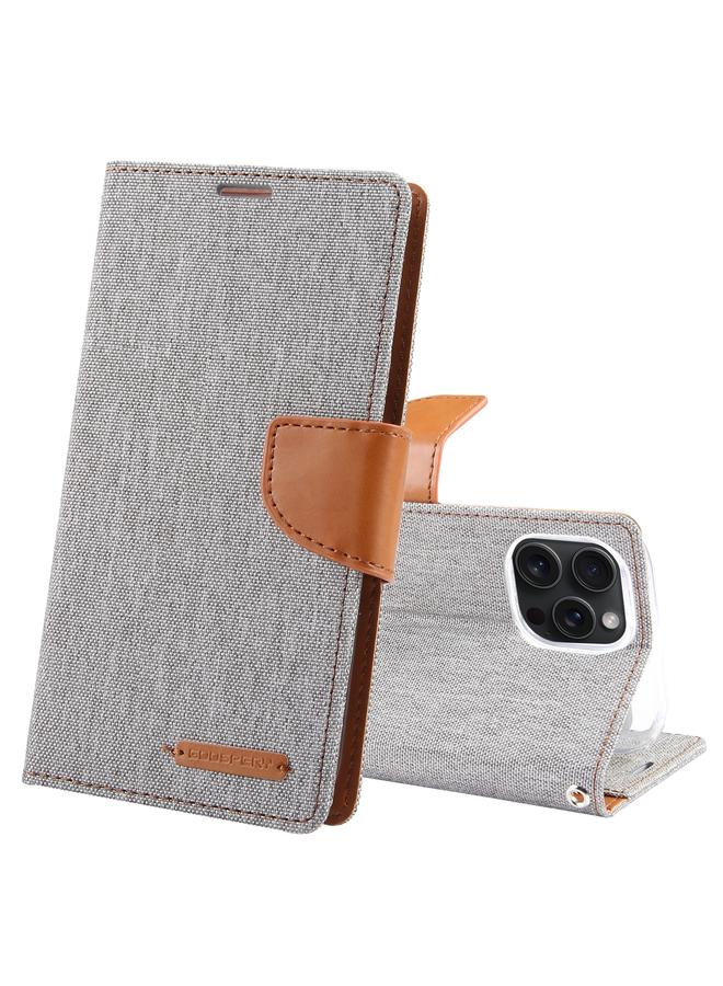 GOOSPERY Case For iPhone 15 Pro CANVAS DIARY Fabric Texture Flip Leather Phone Case  - Image 1