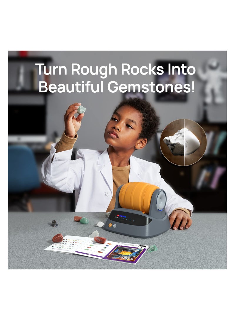 Rock Tumbler Kit for Kids, Hobby Edition includes 9 Rough Gemstones, Polishing Grits, Jewelry Fastenings, Noise Reduction Cover - Educational STEM Science Kit for 8+ Year Old Kids Rock Polisher - Image 3