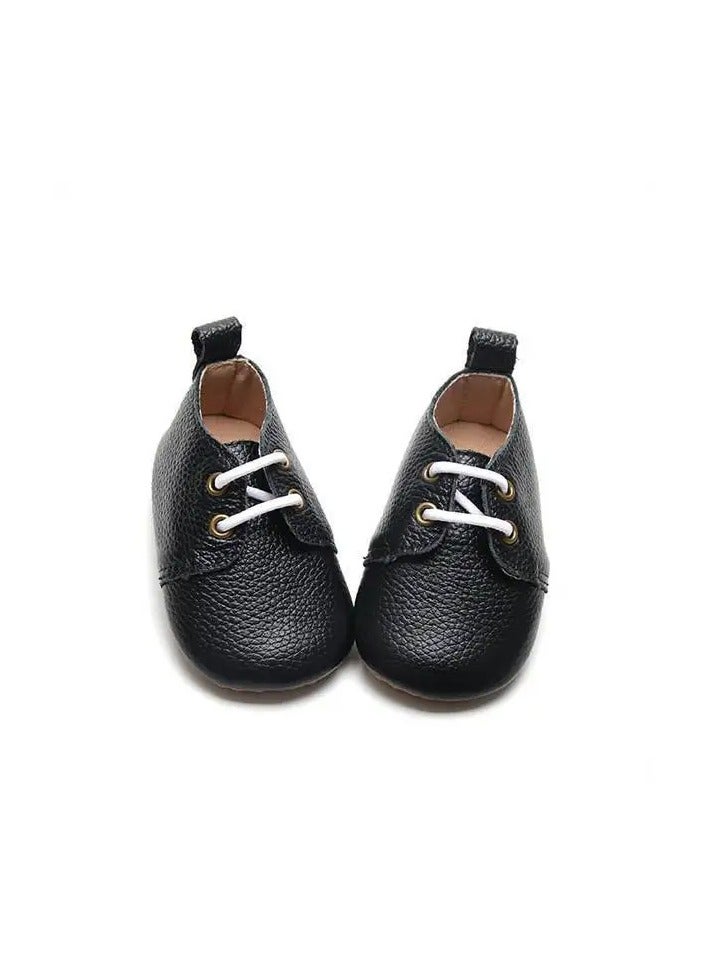 Rawda's Handmade Leather Baby Shoes - Black - Premium Comfort and Safety for Tiny Feet
