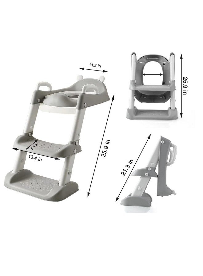 باندا إير مقعد تدريب على استخدام المرحاض من PandaEar مع سلم متدرج، مقعد مريح وآمن مع وسائد مانعة للانزلاق للأطفال الأولاد والبنات والأطفال الصغار (رمادي) - Image 2