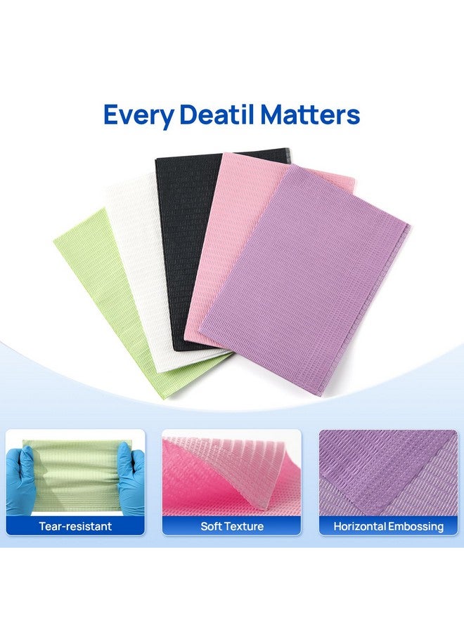 چاي ام يو JMU عبوة من 125 مريلة أسنان للاستخدام مرة واحدة، مرايل أسنان بيضاء، مرايل طبيب أسنان ثلاثية الطبقات، أغطية صينية طبية 13 بوصة × 18 بوصة - Image 2