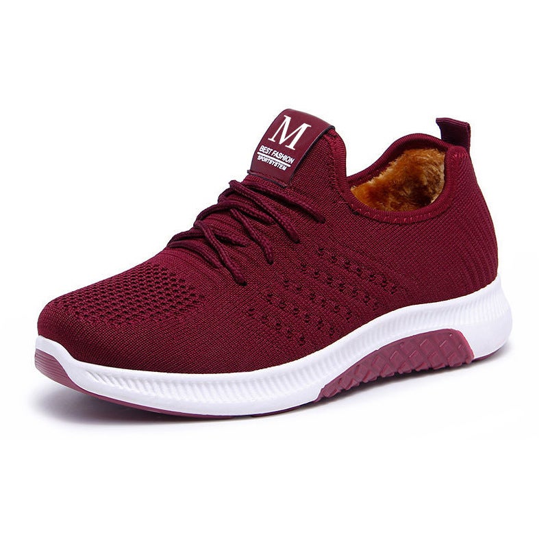 Winter Fleece Womens Beijing Cloth Shoes Red 