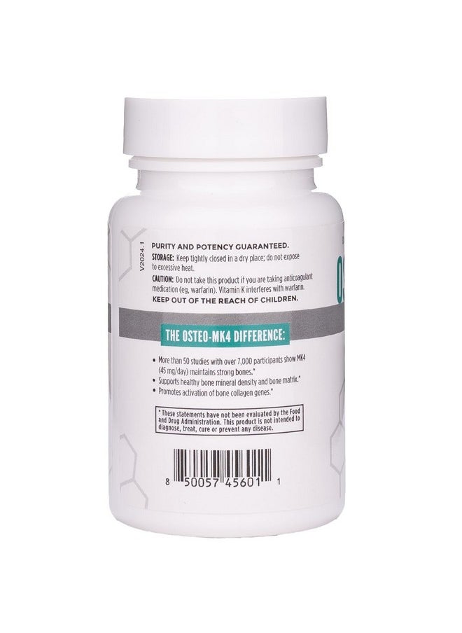 NBI Osteo-MK4 Bone Support | Vitamin D & K Complex | 45mg Vitamin K2 (MK4) for Strong Bone Health & Function | 60ct Veggie Capsules