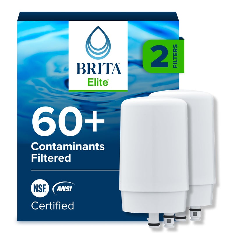 Brita Faucet Water Filter for Sink Water Filtration System, BPA-Free, Reduces 99% of Lead, Lasts Four Months or 100 Gallons, Includes 2 Filters, White - Image 1
