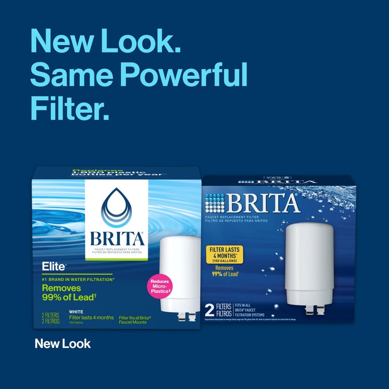Brita Faucet Water Filter for Sink Water Filtration System, BPA-Free, Reduces 99% of Lead, Lasts Four Months or 100 Gallons, Includes 2 Filters, White - Image 3