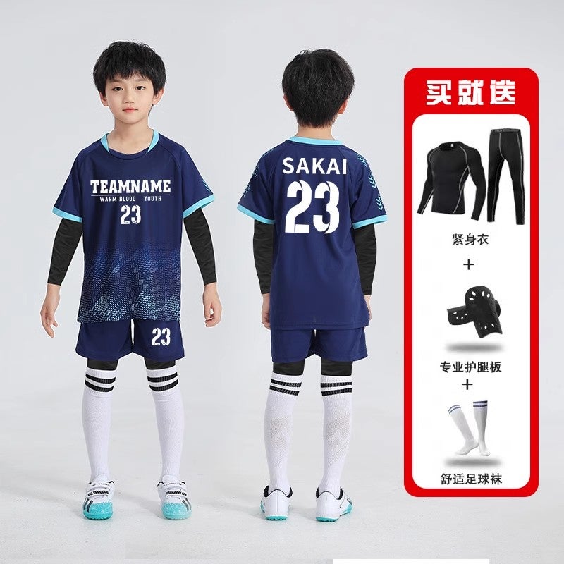 Kidsren'S Football Uniforms, Boys' Primary School Game Uniforms, Girls' Training Uniforms, Football Jerseys With Printed Numbers - Image 1