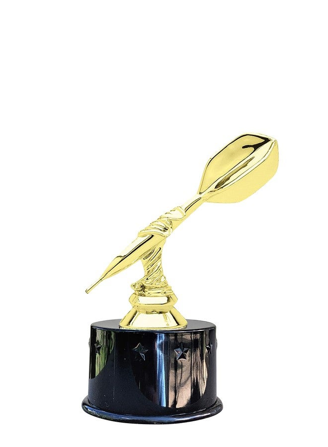 Express Medals Single Dart Darts Award Trophy Party Favor Gift Prize Including 4 Gold Color Decals to Custom Personalize The Black Round Base - Image 1