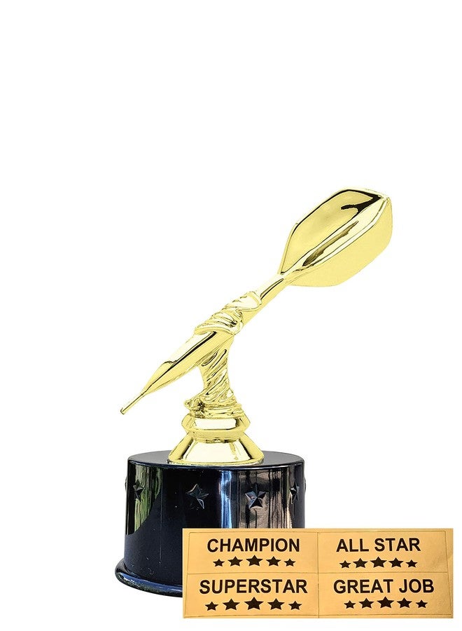 Express Medals Single Dart Darts Award Trophy Party Favor Gift Prize Including 4 Gold Color Decals to Custom Personalize The Black Round Base - Image 2