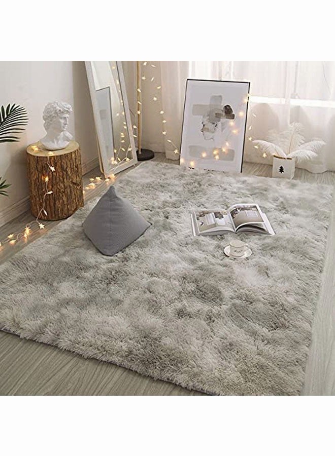 Loquat Fluffy Rugs for Bedroom Area Rugs Living Room Rugs Large Soft Tie-Dye Rug Anti Slip Modern Floor Rug Plush Kids Baby Room Carpet Dark Gray 160x230cm - Image 2