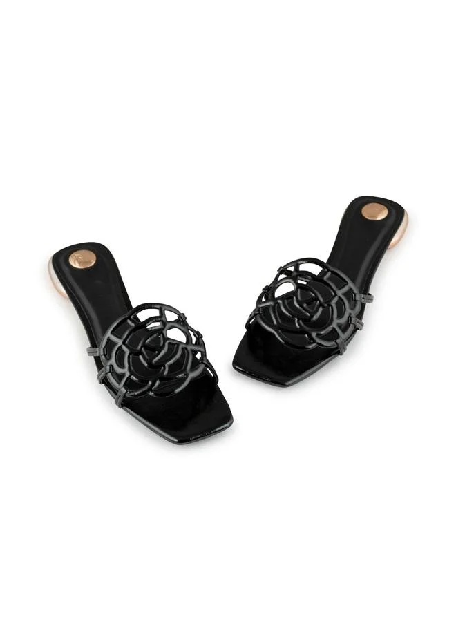 Vincci Black Women Multi Strap Low Heel Sandals for Women | Best Price UAE