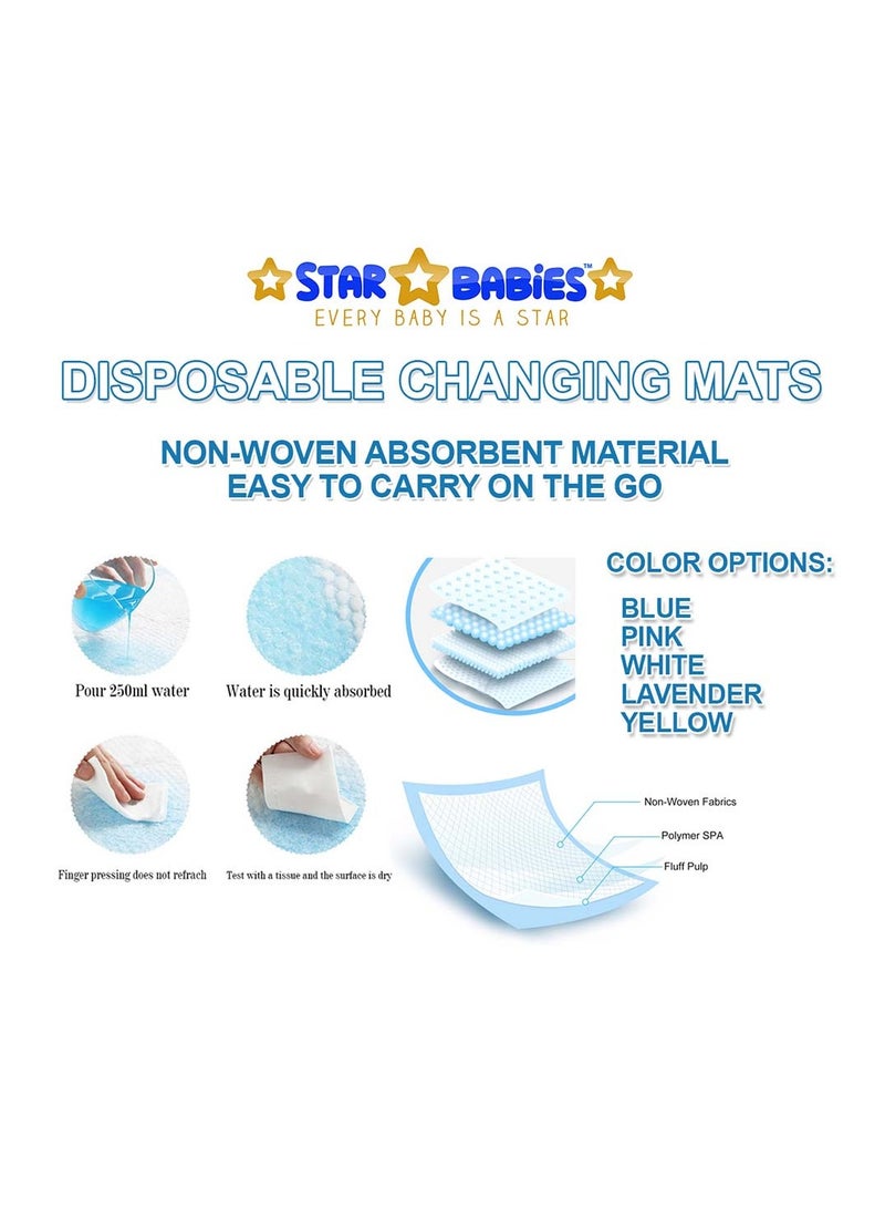 STAR BABiES Star Babies  Disposable Changing Mats - 45 x 60cm - Large Pack of 45 - Blue/Pink/White-Rainbow  - Image 3