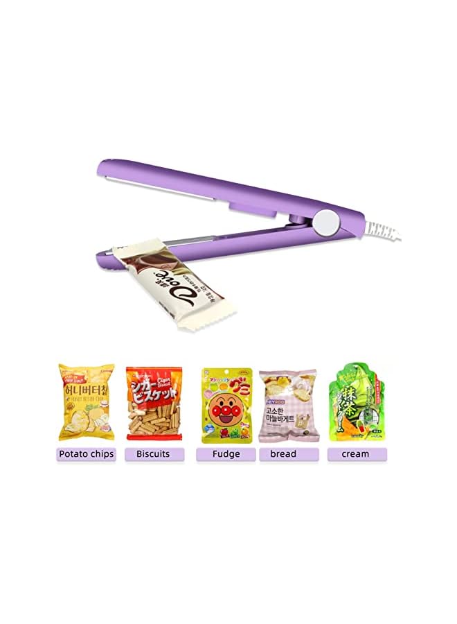 SYOSI Pack Mini Bag Sealer Heat Seal, Handheld Food Sealer Bag Resealer For Food Storage, Portable Smart Heat Sealer Machine With 45” Power Cable For Chip Bags, Plastic Bags, Snack Bags (Green+Purple)  - Image 5