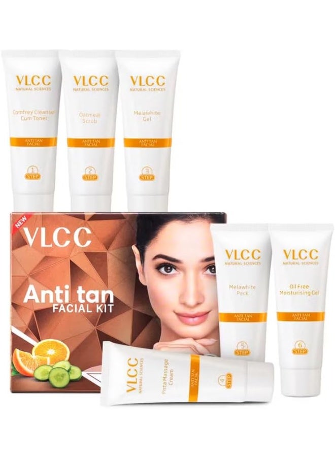 VLCC Natural Sciences Anti Tan Facial Kit – Skin Brightening & Tan Removal Treatment for All Skin Types | Herbal Ingredients, 6-Step Routine | Removes Sun Tan & Dark Spots - Image 4