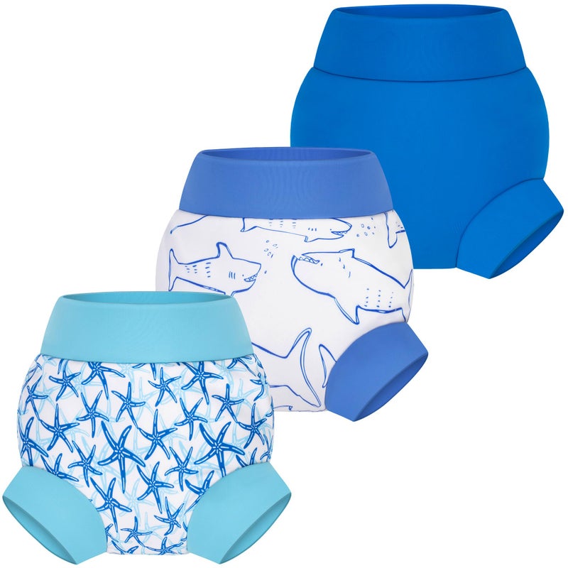 BIG ELEPHANT Reusable Baby Swim Diapers - 3 Pack for Boys - Adjustable, Easy to Wash, Soft & Waterproof, 12-24 Months - Image 1